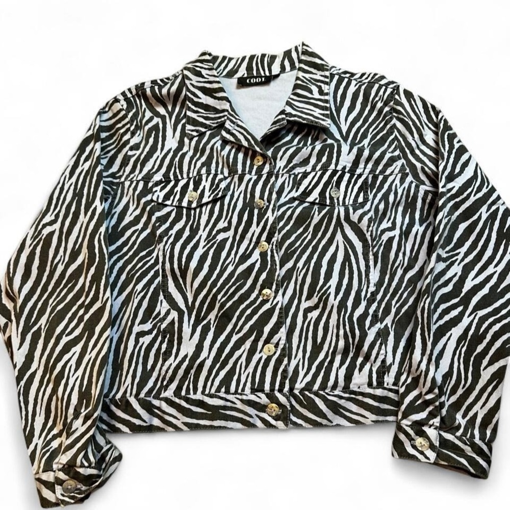 Vintage 80s zebra print cool brand made in USA jacket size women's large